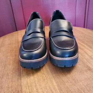 BLONDO Daina Waterproof Chunky Lugsole Black Leather Loafers Size 10 Women's